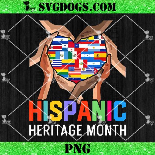 Hispanic Heritage Month PNG, All Countries Heart Hands PNG