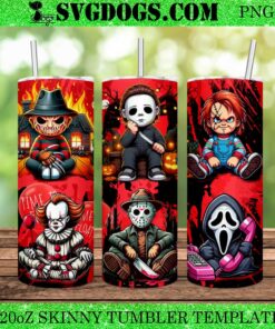 Horror Characters 20oz Tumbler Wrap PNG, Halloween Movies 20oz Tumbler Wrap PNG