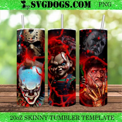 Horror Movie Killers Halloween 20oz Tumbler Wrap PNG, Horror Tumbler Wrap