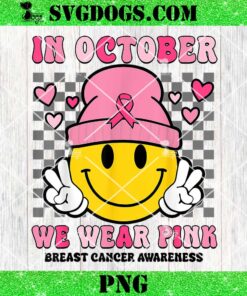 In October We Wear Pink Ribbon Ghost Halloween Breast Cancer PNG