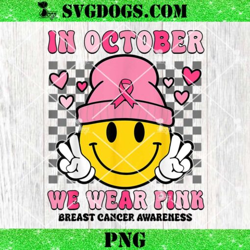 In October We Wear Pink Ribbon Ghost Halloween Breast Cancer PNG