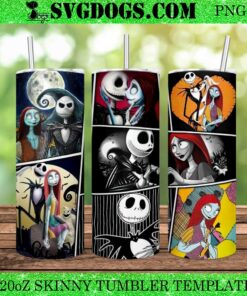 Jack Skellington And Sally 20oz Tumbler Wrap PNG, Nightmare Before Christmas Tumbler Wrap PNG