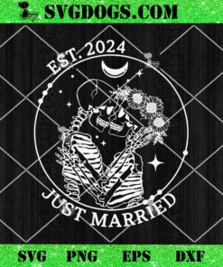 Just Married Est 2024 SVG, Halloween Skeleton Couples Matching SVG PNG EPS DXF