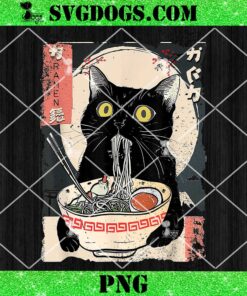 Kawaii Cat Eating Ramen Noodles PNG, Funny Anime Gift Girls Teens PNG