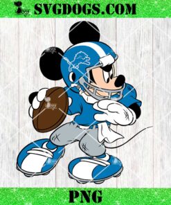 Mickey Mouse Detroit Lions Football PNG, Disney NFL PNG