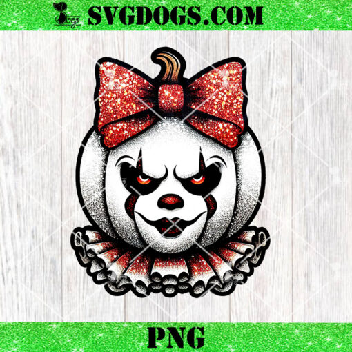 Pennywise Pumpkin Bow PNG, Horror Killer Pennywise Halloween PNG, Scary Characters Halloween PNG