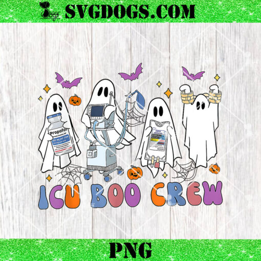 Retro Icu Boo Crew PNG, Halloween Icu Nurse PNG