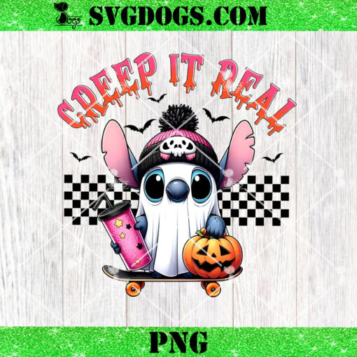 Stitch Ghost Creep It Real PNG, Stitch Halloween Costume PNG, Disney Drink Pumpkin PNG