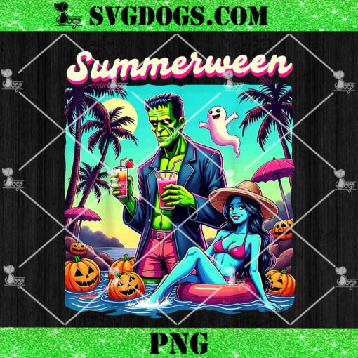 Summerween Summer Halloween Zombie Frankenstein Boo Ghost PNG, Frankenstein Summer PNG