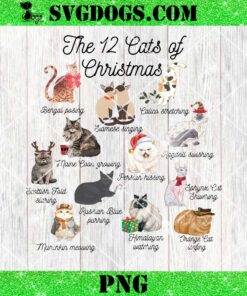 The 12 Cats of Christmas PNG, Cat Holiday PNG