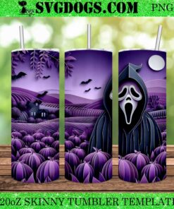 3d Ghostface Scream 20oz Tumbler Wrap PNG, Pumpkin Halloween Horror Tumbler Wrap PNG