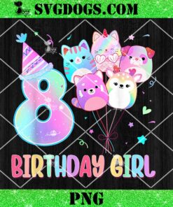 Birthday Girl 8th PNG, Birthday Squish Squad Mallow Girls PNG