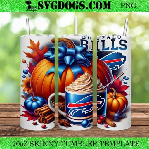 Buffalo Bills Pumpkin 20oz Tumbler Wrap PNG, Buffalo NFL Halloween Tumbler Wrap PNG