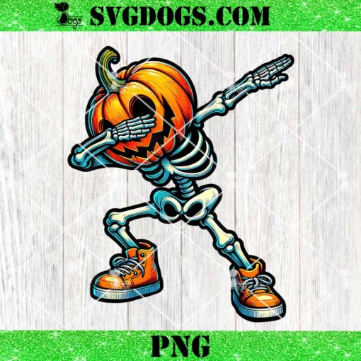 Dabbing Halloween Skeleton PNG, Boys Trick Treat PNG, Funny Pumpkin PNG