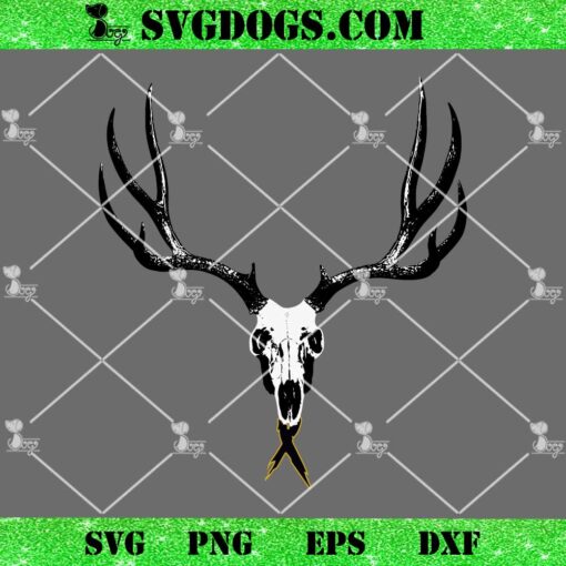 Deer Skull With Awareness Ribbons SVG, Cancer Skull SVG PNG