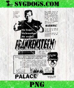 Frankenstein Newspaper PNG, He Lives He Breathes He Walks PNG, Halloween PNG