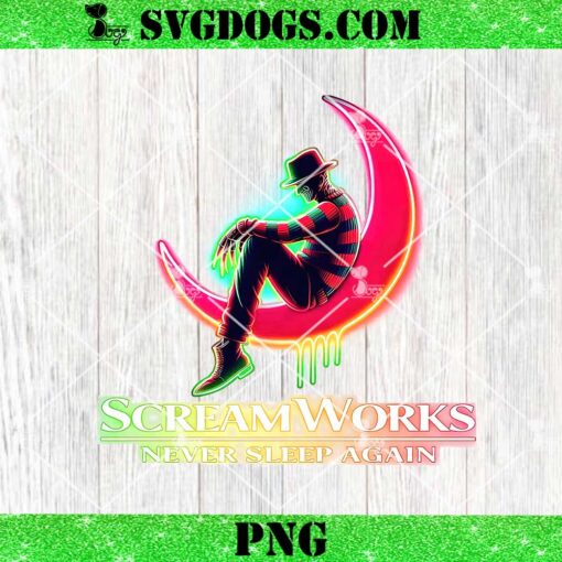 Freddy Krueger Scream Works Never Sleep Again PNG, Freddy Krueger Neon PNG, Halloween PNG