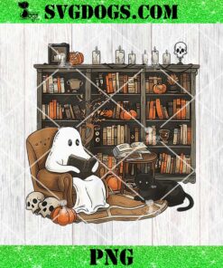 Ghost Reading Books PNG, Librarian Ghost Halloween PNG