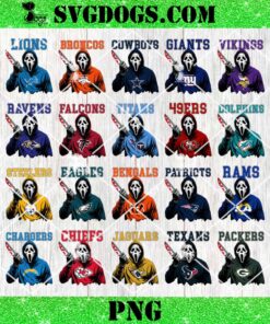 Ghostface Scream NFL PNG Bundle, Halloween Ghostface Team Killer PNG