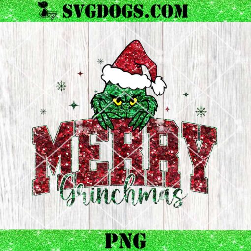 Glitter Merry Grinchmas Christmas Grinch 2024 PNG, Leopard Grinch PNG