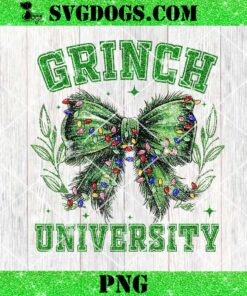 Grinch University Christmas Season PNG, Coquette Grinch Christmas Bow PNG