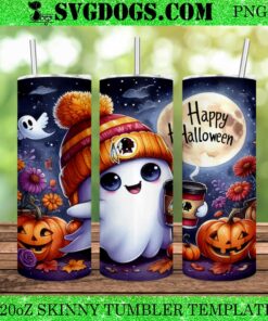 Halloween Ghost Chicago Bears 20oz Tumbler Wrap PNG, Pumpkin Bears NFL Tumbler Wrap PNG