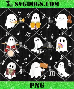 Halloween Music PNG, Teacher Ghost Playing Musical Instruments PNG