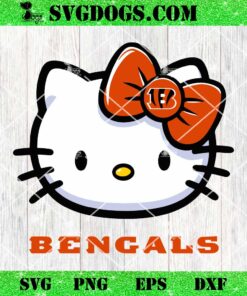 Hello Kitty Cincinnati Bengals SVG, Kitty Bengals NFL SVG, Kitty Football SVG PNG DXF EPS