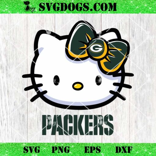 Hello Kitty Green Bay Packers SVG, Kitty Packers NFL SVG, Kitty Football SVG PNG DXF EPS