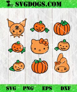 Hello Kitty My Melody Kuromi Pumpkins SVG, Kuromi Halloween SVG