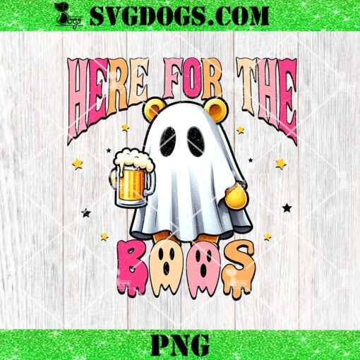 Here For The Boos Halloween PNG, Boo Beer PNG, Retro Ghost PNG