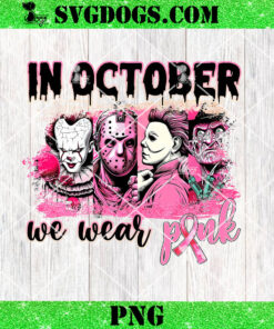 In October We Wear Pink PNG, Pink Horror Characters PNG, Character Halloween PNG