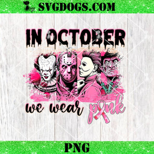 In October We Wear Pink PNG, Pink Horror Characters PNG, Character Halloween PNG