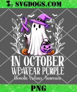 In October We Wear Purple Domestic Violence Awareness PNG, Ghost Halloween PNG