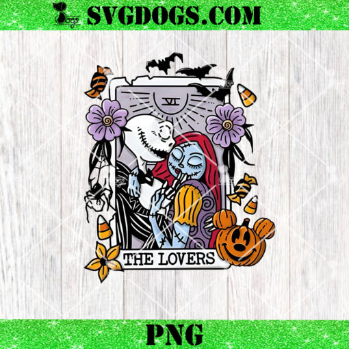 Jack And Sally Tarot Lovers PNG, Halloween Couple PNG