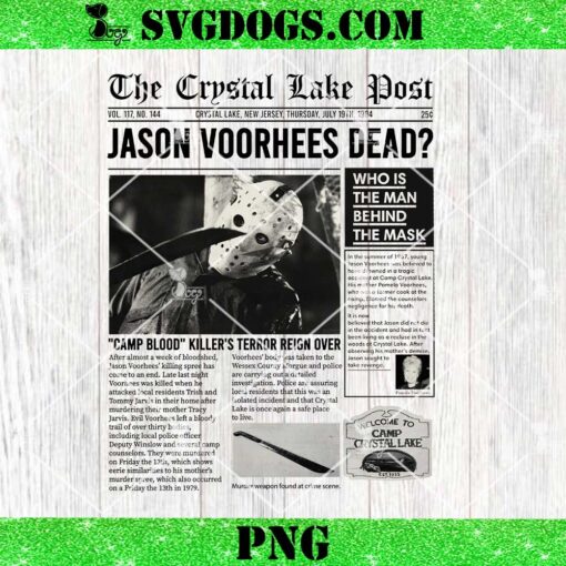 Jason Voorhees Dead The Crystal Lake Post PNG, Jason Voorhees Newspapers PNG