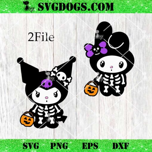 Kuromi Skeleton Halloween SVG, My Melody And Kuromi SVG, Kuromi Skeleton SVG