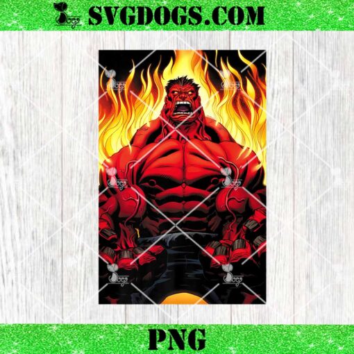 Marvel Universe Classic Red Hulk Extreme Rage On Fire PNG, Red Hulk PNG