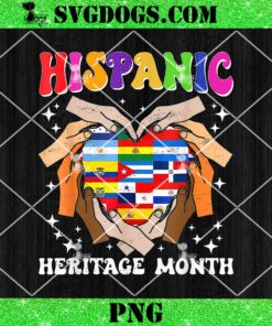 Hispanic Heritage Month PNG, All Countries Heart Hand PNG