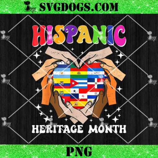 Hispanic Heritage Month PNG, All Countries Heart Hand PNG