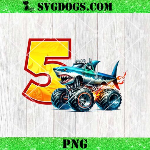 Monster Truck Birthday 5 PNG, Shark Birthday Boy PNG