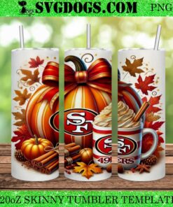 NFL San Francisco 49Ers Pumpkin 20oz Tumbler Wrap PNG, 49Ers Halloween Tumbler Wrap PNG