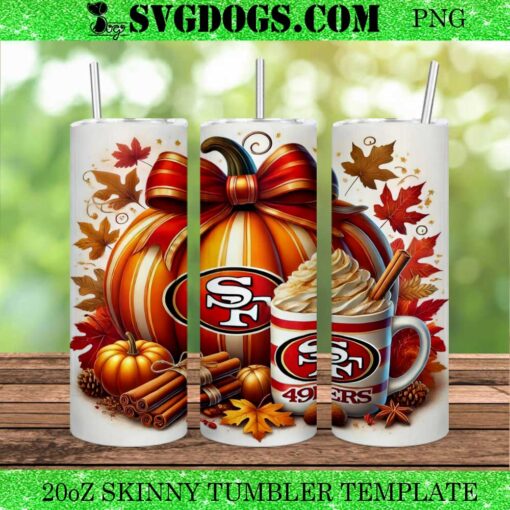 NFL San Francisco 49Ers Pumpkin 20oz Tumbler Wrap PNG, 49Ers Halloween Tumbler Wrap PNG