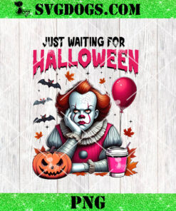 Pennywise Just Waiting For Halloween PNG, Pink Horror PNG, Halloween Coffee PNG