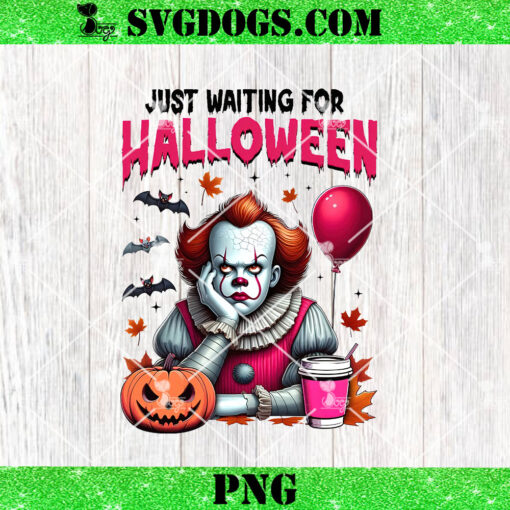 Pennywise Just Waiting For Halloween PNG, Pink Horror PNG, Halloween Coffee PNG