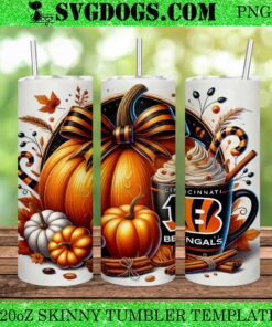 Pumpkin Cincinnati Bengals 20oz Tumbler Wrap PNG, Bengals Halloween Tumbler Wrap PNG