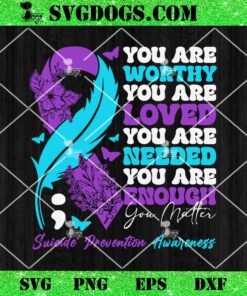 You Matter Suicide Prevention Awareness Teal PNG, Purple Ribbon PNG