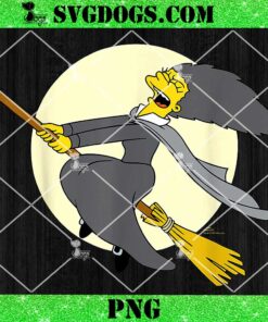 The Simpsons Halloween PNG, Witch Costume Marge On Flying Broom PNG