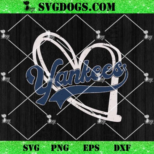 Yankees Heart Vintage SVG, Yankees Baseball SVG PNG EPS DXF