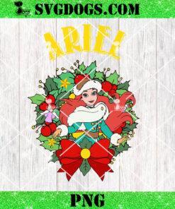 Ariel Princess Christmas PNG, The Little Mermaid PNG, Disney Ariel Christmas Wreath PNG